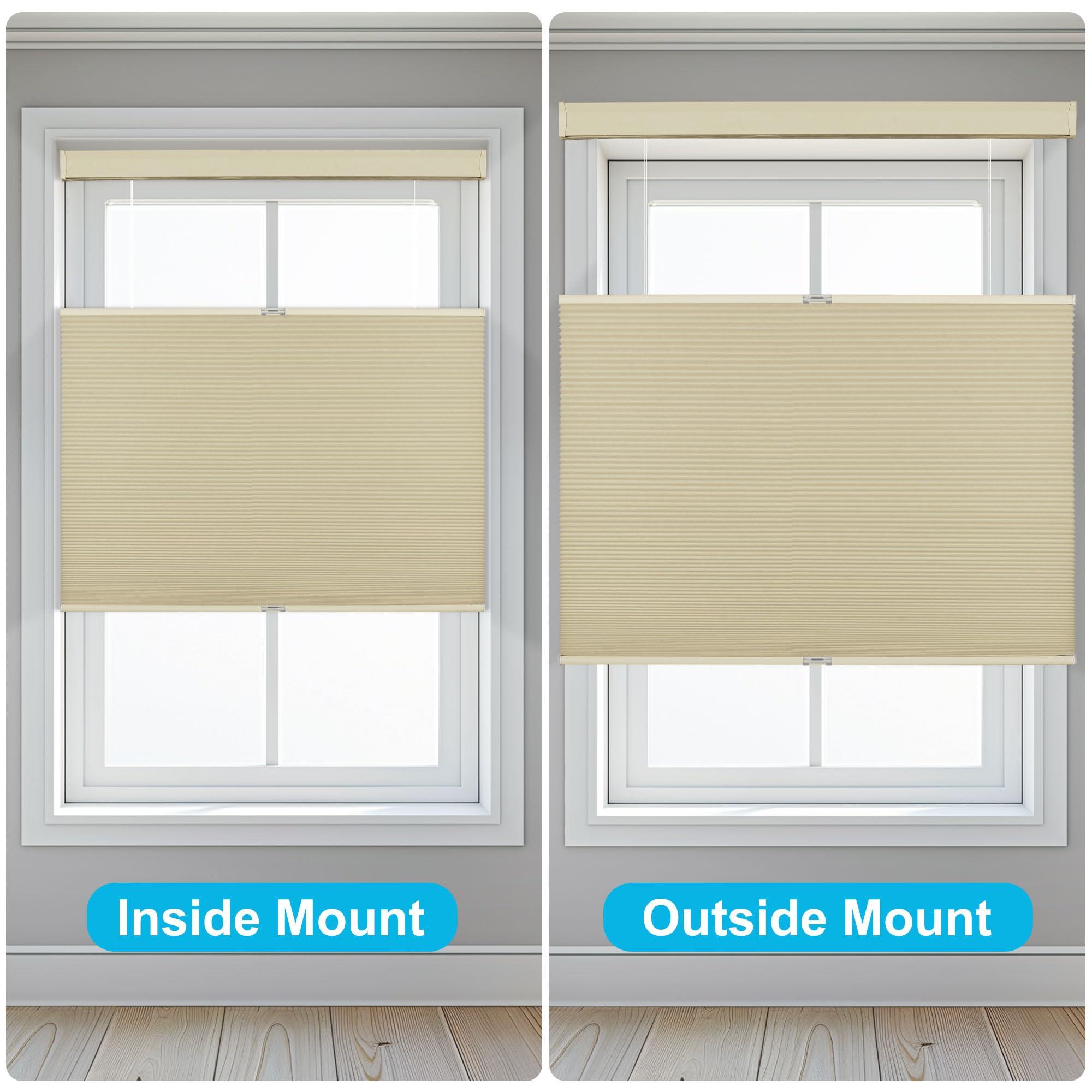 Sulugood Sulugood Top Down Bottom Up Cellular Shades,Blackout Honeycomb Blinds,Easy Install Cordless Cellular Blinds for Window,Beige,64" W x 64" H