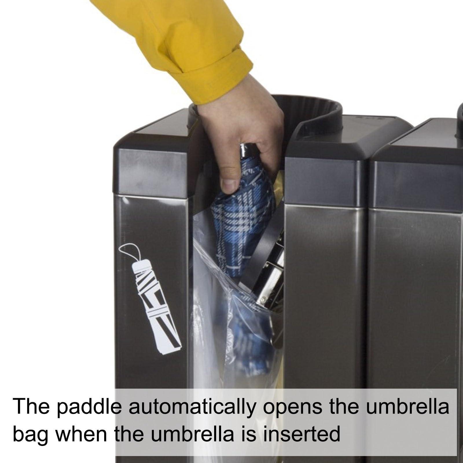 LKPMGOA LKPMGOA Automatic Wet Umbrella Bag Wrapper Dispenser Holder Stand Rack, Umbrella Automatic Packing Machine, Stainless Steel, Easy to Use(Color:Silver)