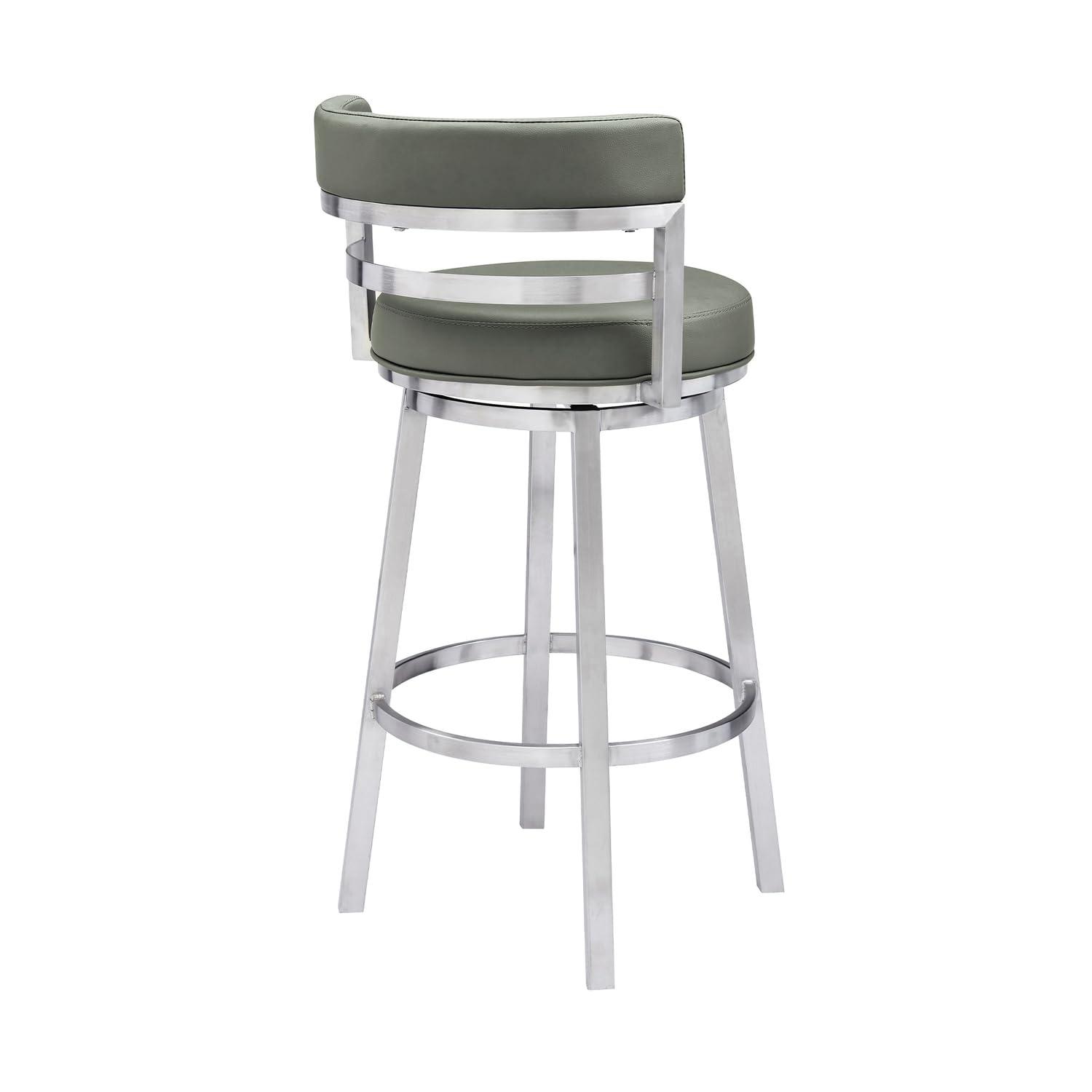 Armen Living Armen Living Mardrid LCMABABSGR26 Counter Chair, Gray, 360 Rotation, Stainless Steel, Faux Leather Seat, Seat Height 26.0 inches (66 cm)