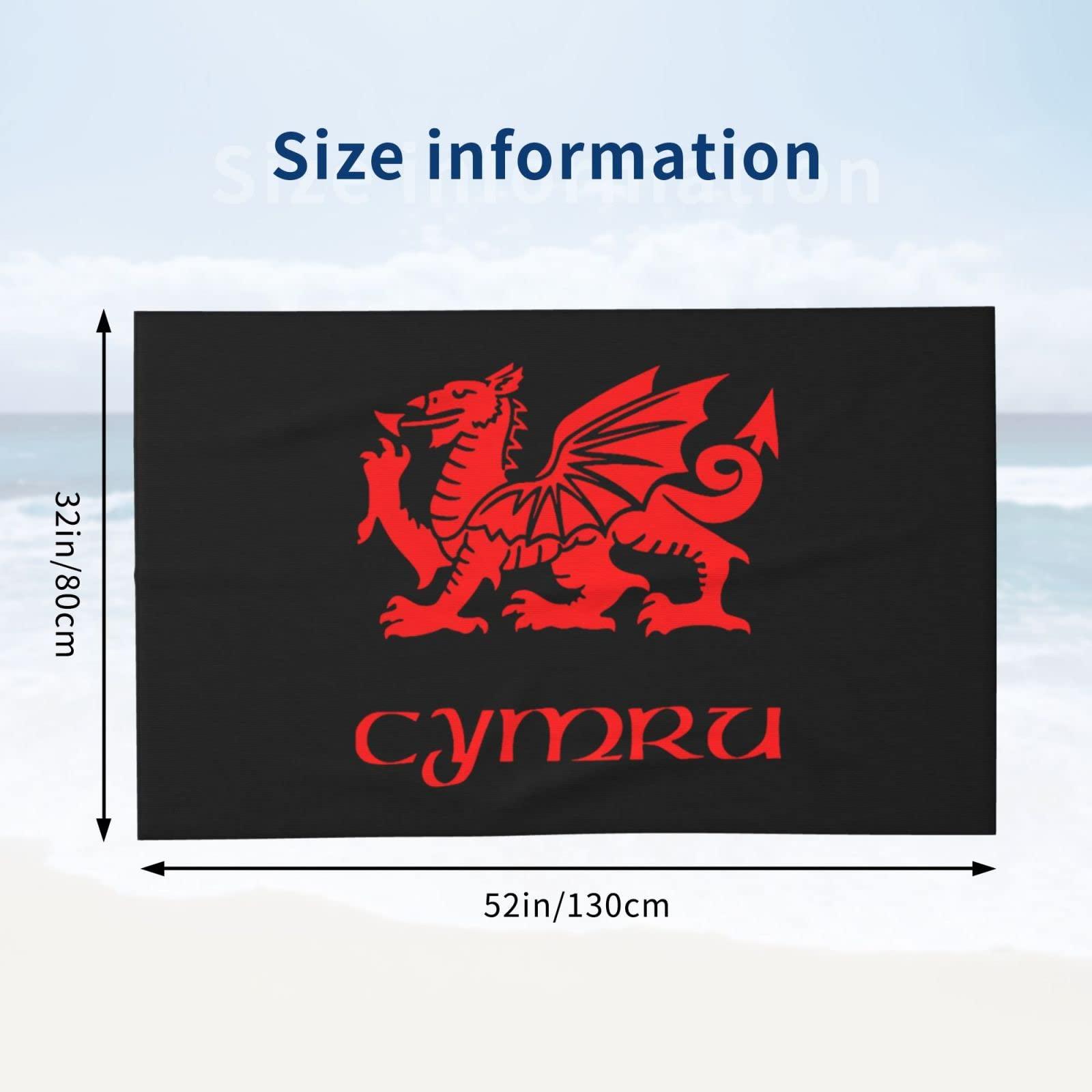 Byoblu Byoblu Wales Welsh Dragon Yard Flag Beach Towel Absorbent Bathroom Towels Beach Towels Oversized Super 32x52 Inch