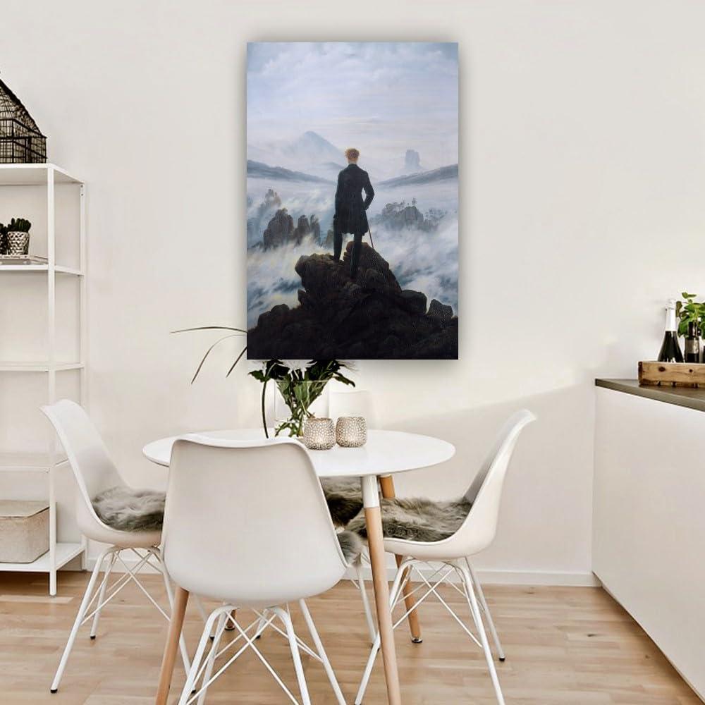 Wajizvl Wajizvl Wanderer Above The Sea of Fog Famous Painting Wall Art Romanticism Poster Printing Picture for Living Room Contemporary Canvas Bedroom (12.00\" x 18.00\",Only canvas)