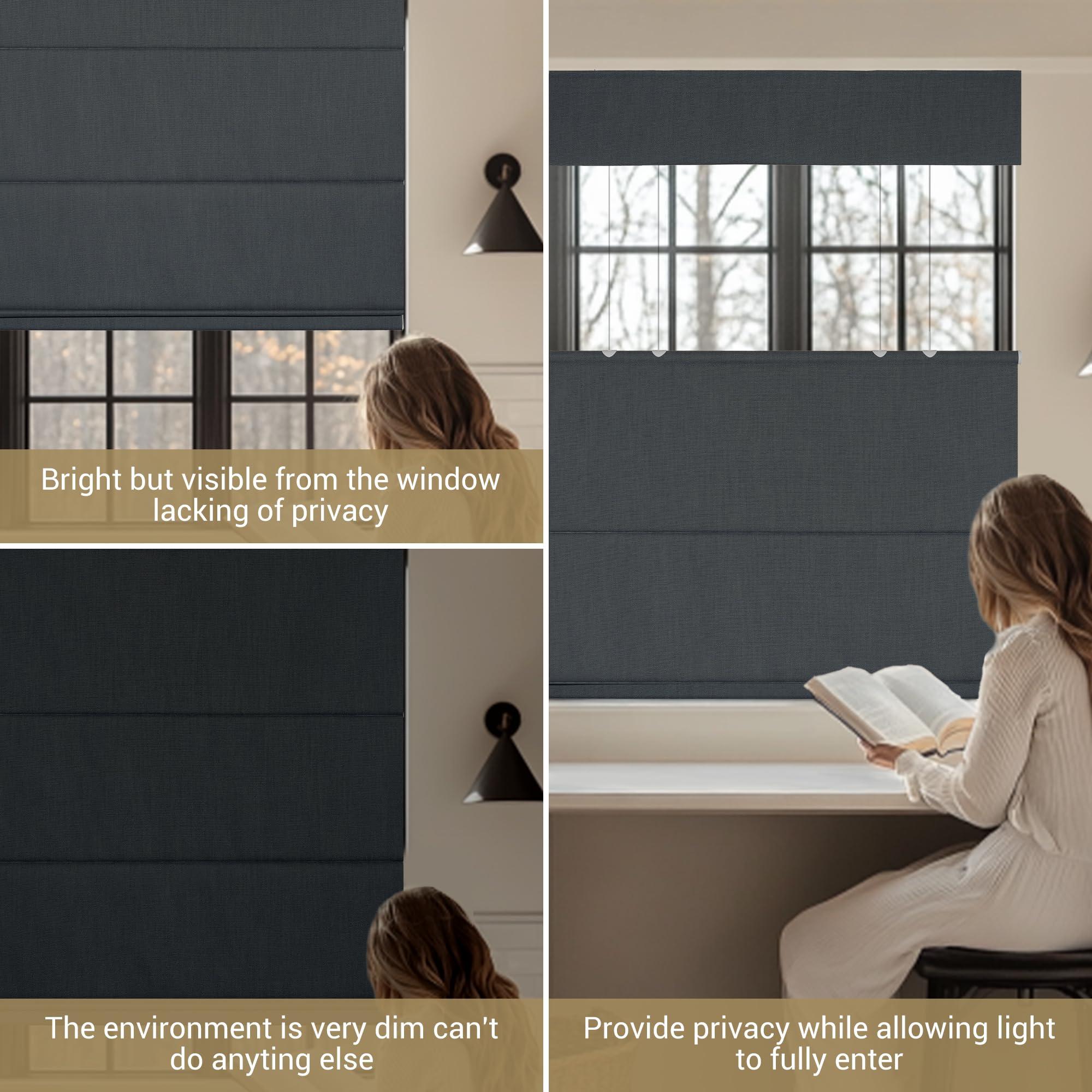 HOTSOON HOTSOON Top Down Bottom Up Roman Shades for Window,Cordless,Blackout Roman Window Shades,Room Darkening Fabric Thermal Insulation Custom Roman Blinds for Living Room Loft,Dark Gray,68W x 56H