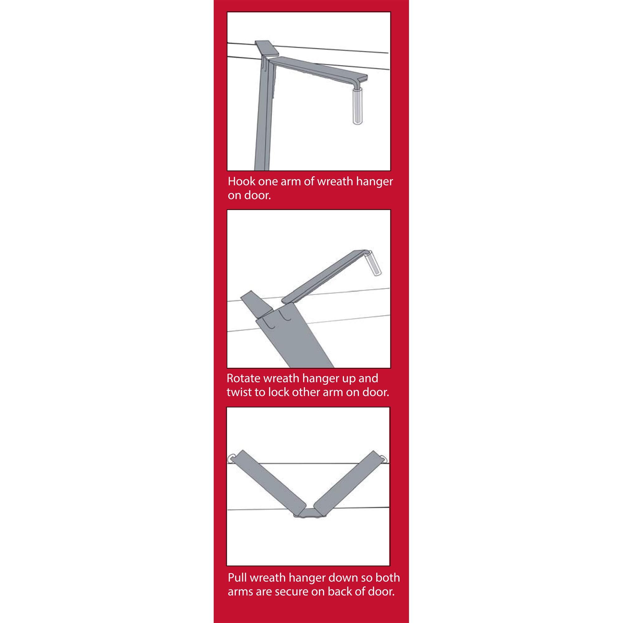 Haute Decor Haute Decor Adapt Adjustable Wreath Hanger, Top & Length Adjustable - Matte Brown - Strong Metal Wreath Holder Hook for Various Door Sizes