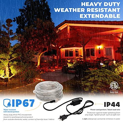 WYZworks WYZworks 1656LEDs, 150ft Orange LED Rope Light, Connectable Outdoor Permanent Waterproof Accent Exterior Lighting, Transparent PVC Case, ETL Certified, Holiday Decor, Backyard Patio, Home Garden