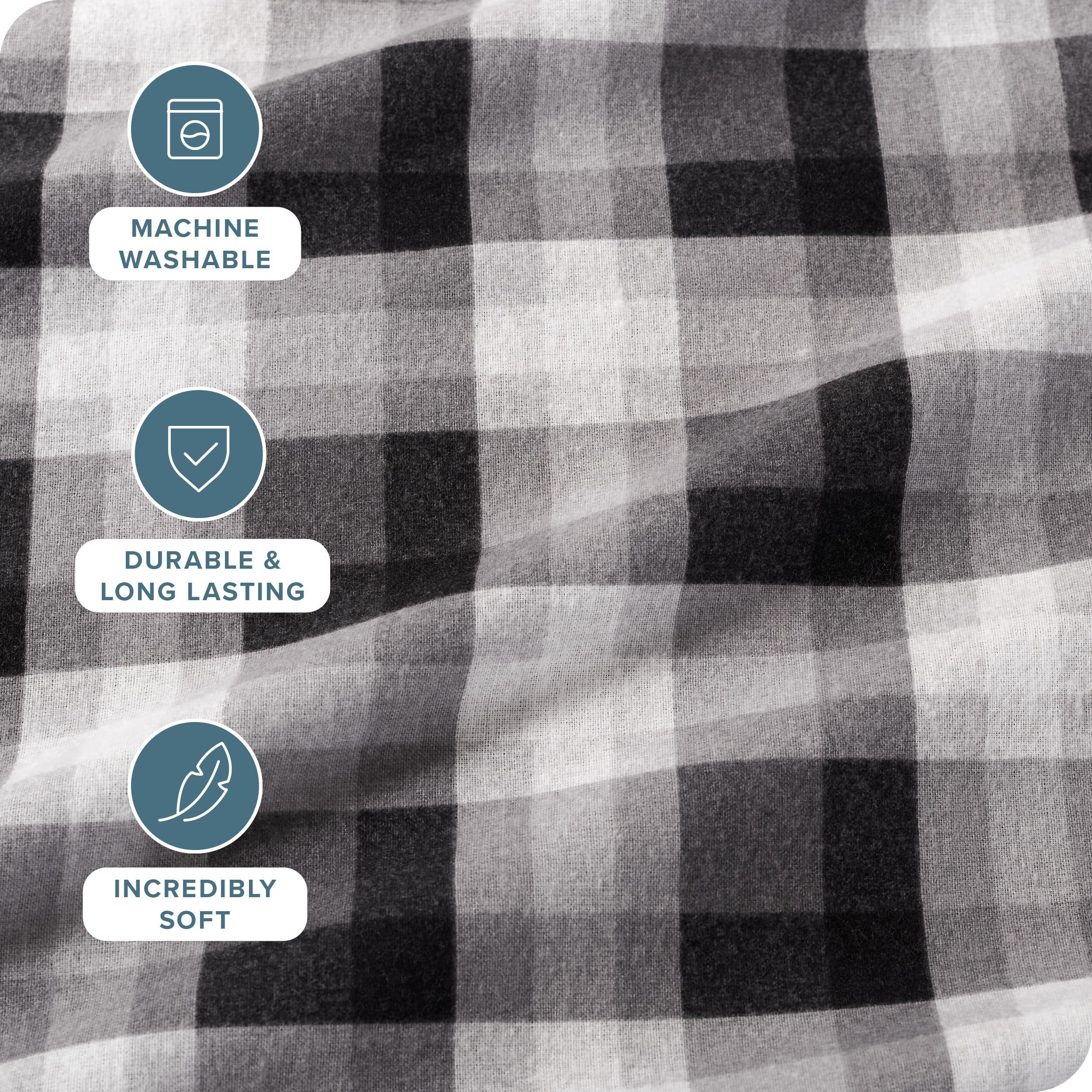 Bare Home Bare Home Flannel Sheet Set Prints, 100% Cotton, Velvety Soft Heavyweight - Double Brushed for Softness & Comfort - Deep Pocket - Bed Sheets (Twin, Oliver Plaid - Grey)