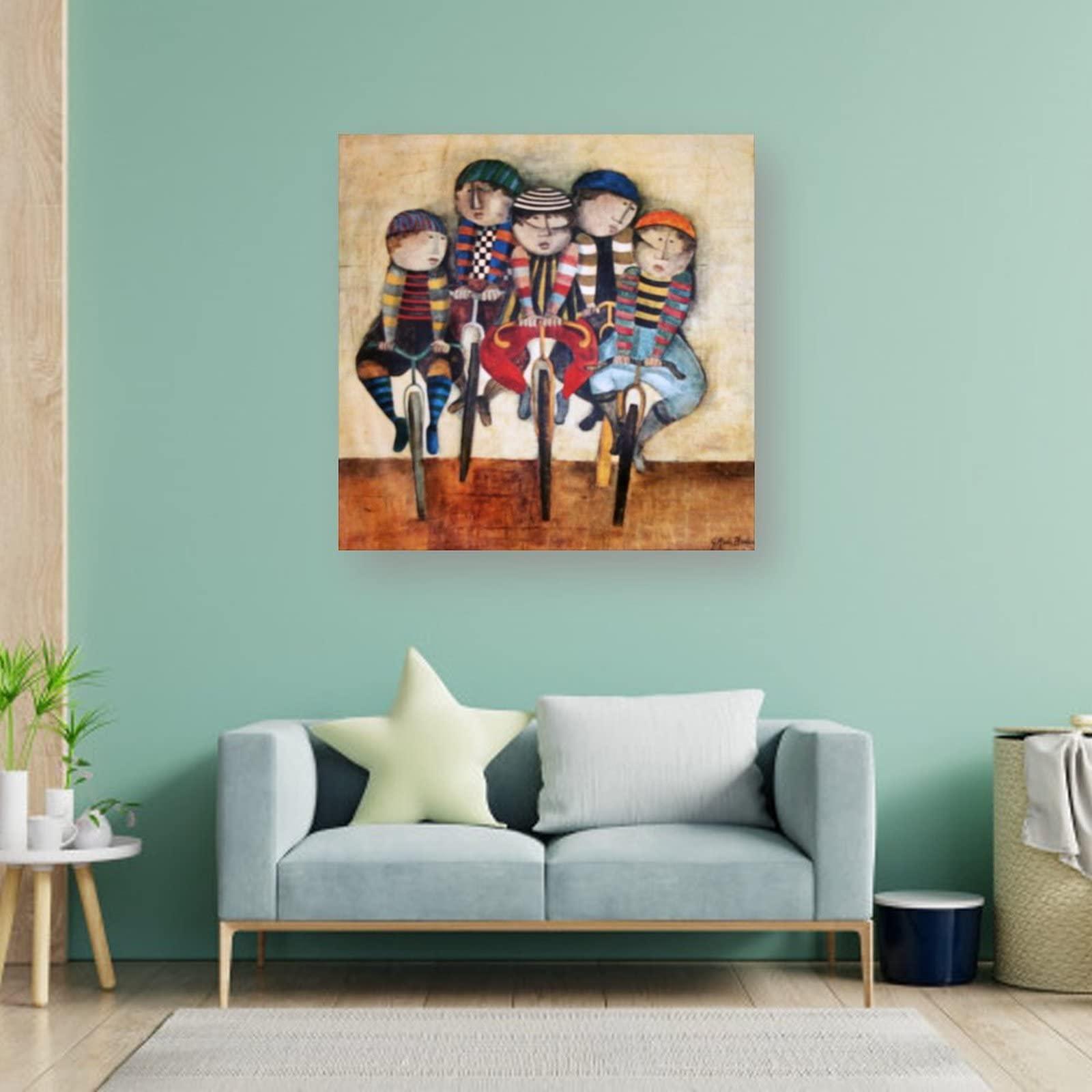 QINGYUAN Graciela Rodo Boulanger Poster Tour De France Children's Style Art Poster Canvas Painting Decor Wall Print Photo Gifts Home Modern Decorative Posters Framed/Unframed 28x28inch(70x70cm)