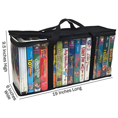 Evelots Evelots 2 Pack VHS Storage Bag-Movie Organizer-Video Tape-Handles-Hold 30-No Dust