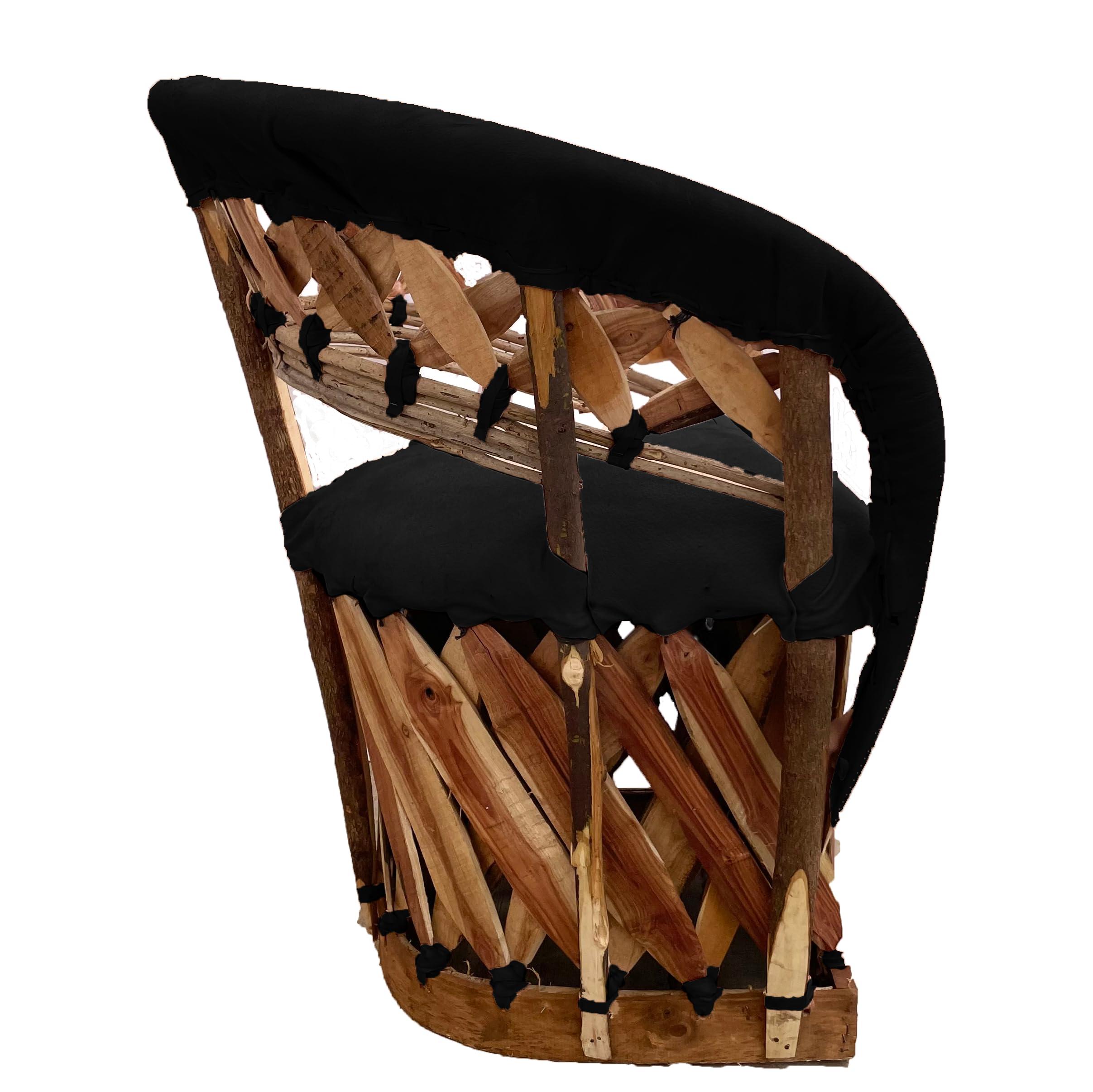 Generic Furniture Equipal Rustico Charro Style Chair with Crosses Wood, made in Mexico by Equipales San Jose ideal for Home, Bar, Restaurant, Office, Hotel, Garden, Living room, Cafeteria (Orange)