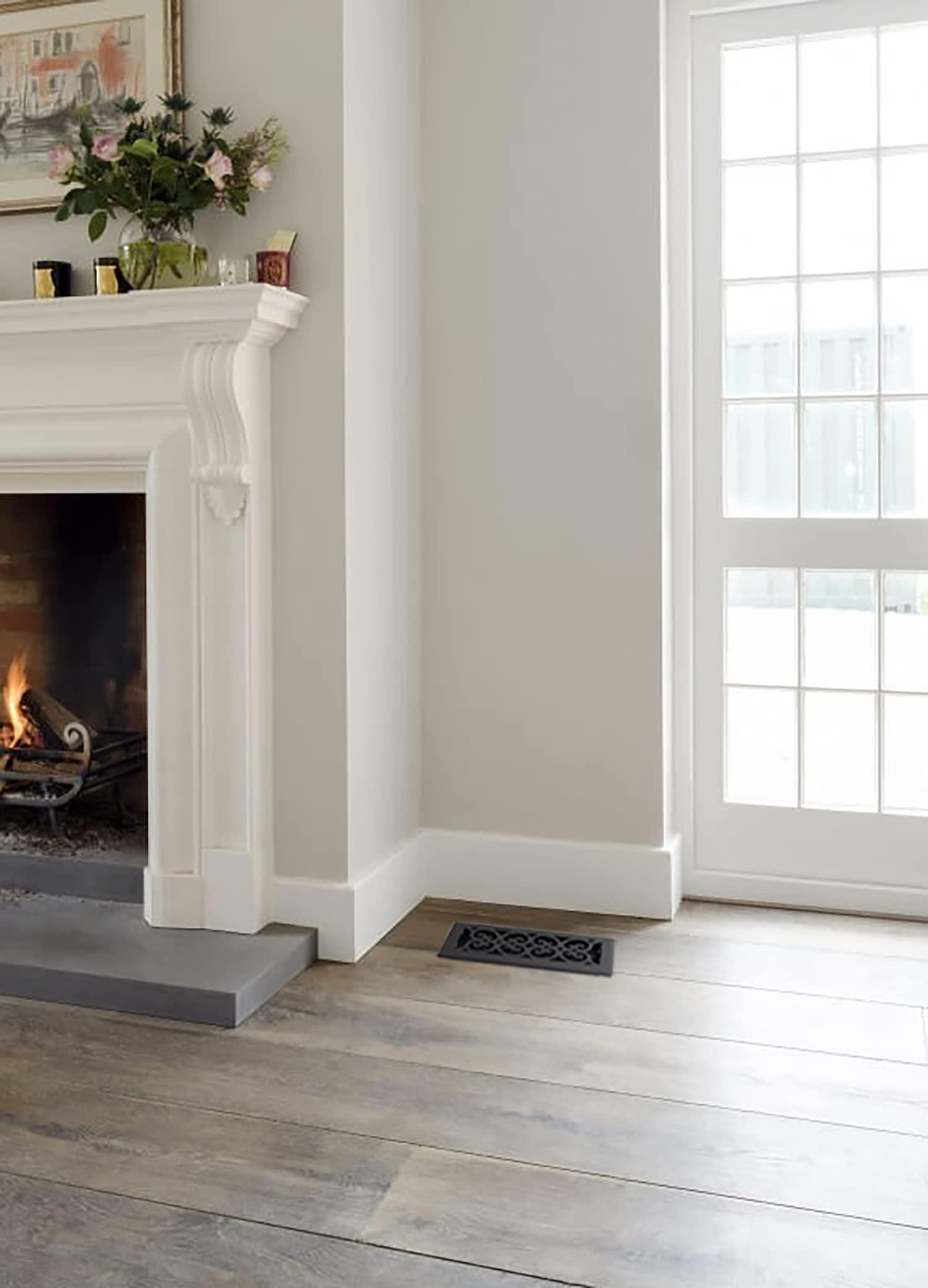 Decor Grates Decor Grates ST410 Scroll Design Floor Register, 4x10 Inches, Textured Black