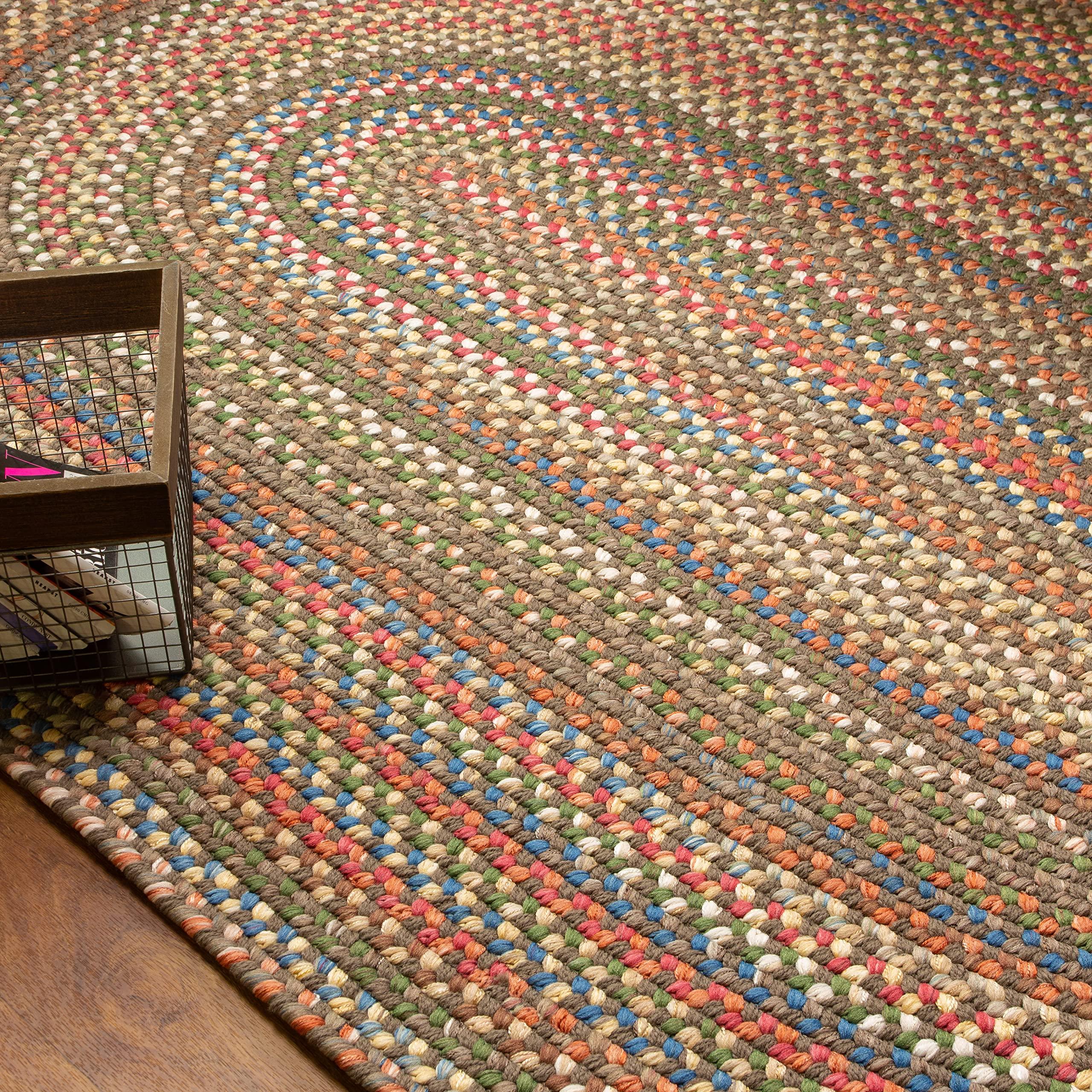 Super Area Rugs Super Area Rugs Roxbury American Made Braided Rug for Indoor Outdoor Spaces, Dk. Taupe/Natural Multi, 3' X 5' Oval