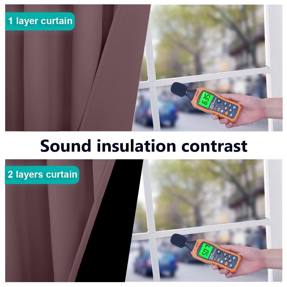 NICETOWN NICETOWN 100% Blackout Curtains for Living Room, Privacy Protection & Noise Reducing Drapes, Black Lined Window Treatment Curtain Panels for Patio Sliding Glass Door (Dry Rose, 2 Pieces, W52 x L84)