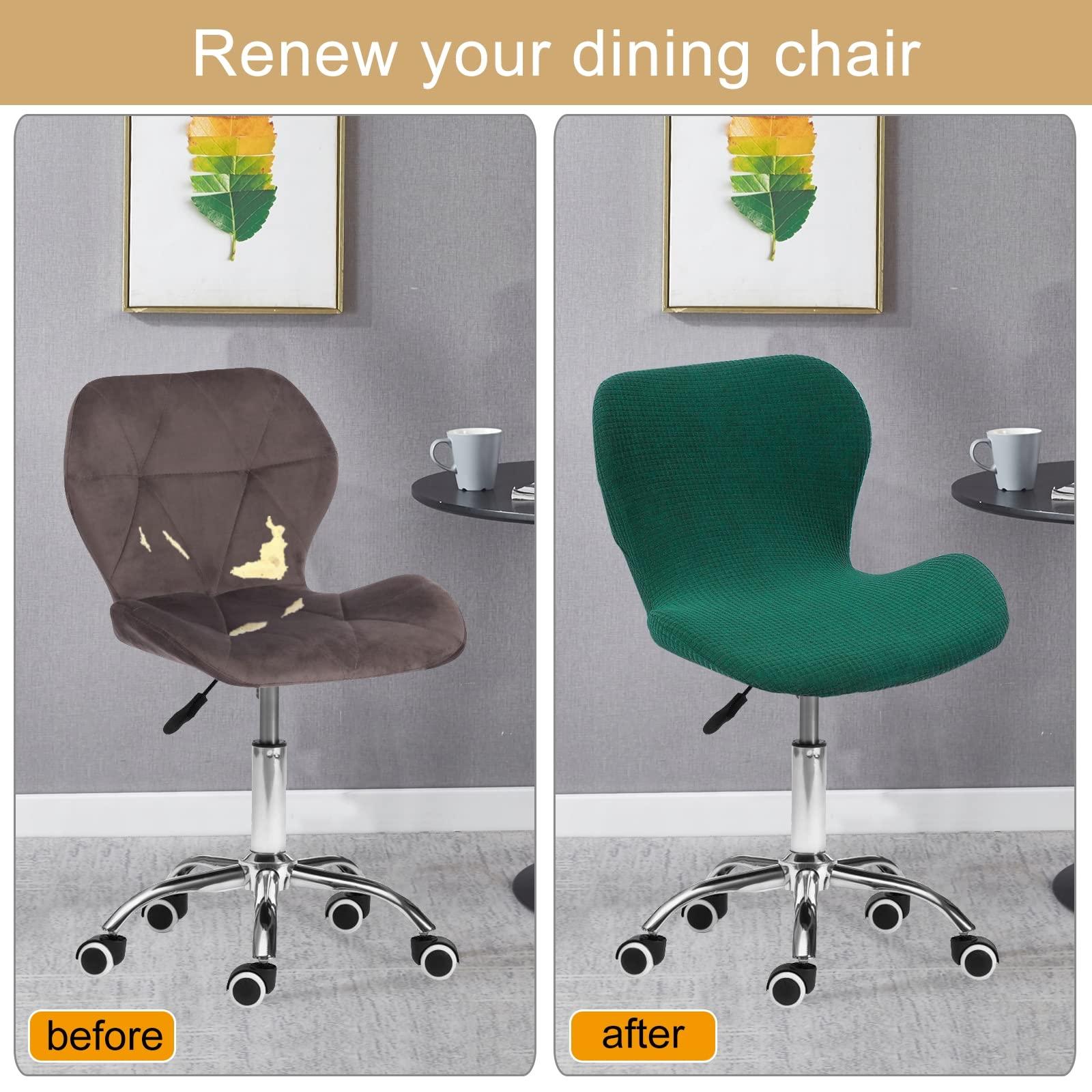 LOVEHOUGE Curved Stretch Bar Stool Covers, Kitchen Swivel Stools Slipcovers with Backrest Stretch Modern High Bar/Counter Chair Cover, for Short Dining Chair,D,2pack