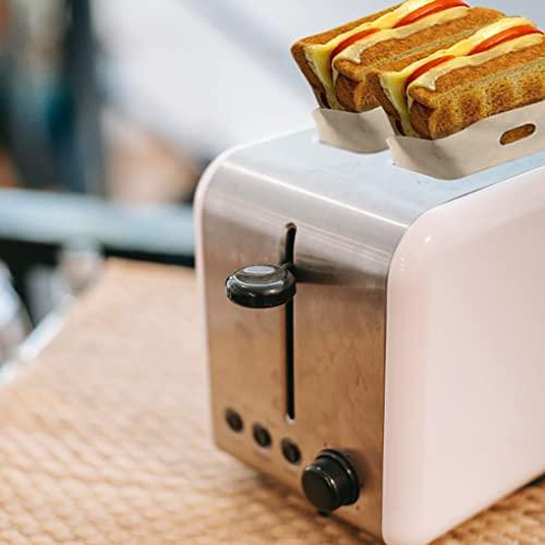 Generic Stick Toaster Bags, Reusable Grilled Cheese Bags, Baking Paper, Toaster Bag for Sandwiches, Chicken, Nuggets, Panini, Garlic Toasts - Easy to Clean, Perfect for Microwave Oven or Grill (Khaki, 6 PCS)