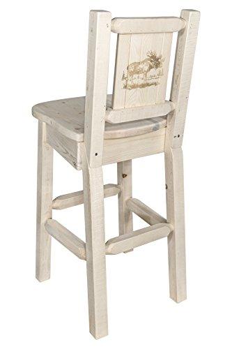 Montana Woodworks Montana Woodworks Homestead Collection Counter Height Barstool with Back, Laser Engraved Moose Design, Ready to Finish