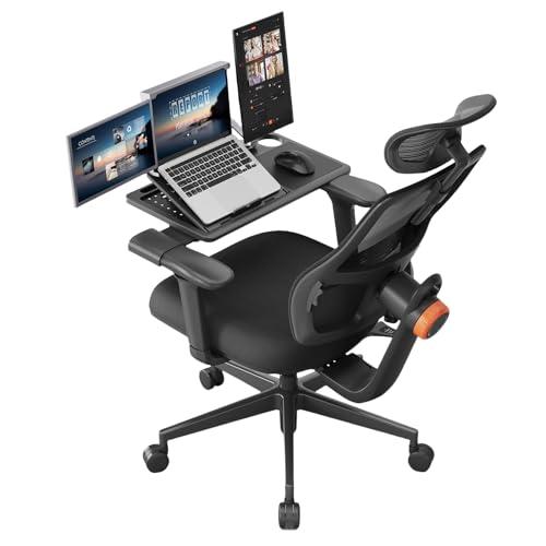 Newtral Newtral Ergonomic Office Chair with Adaptive Lumbar Support- High Back Desk Chair with Adjustable Headrest, 3D Armrest, Adjustable Seat Depth & Height, Home Office (with Laptop Table Tray, Black)