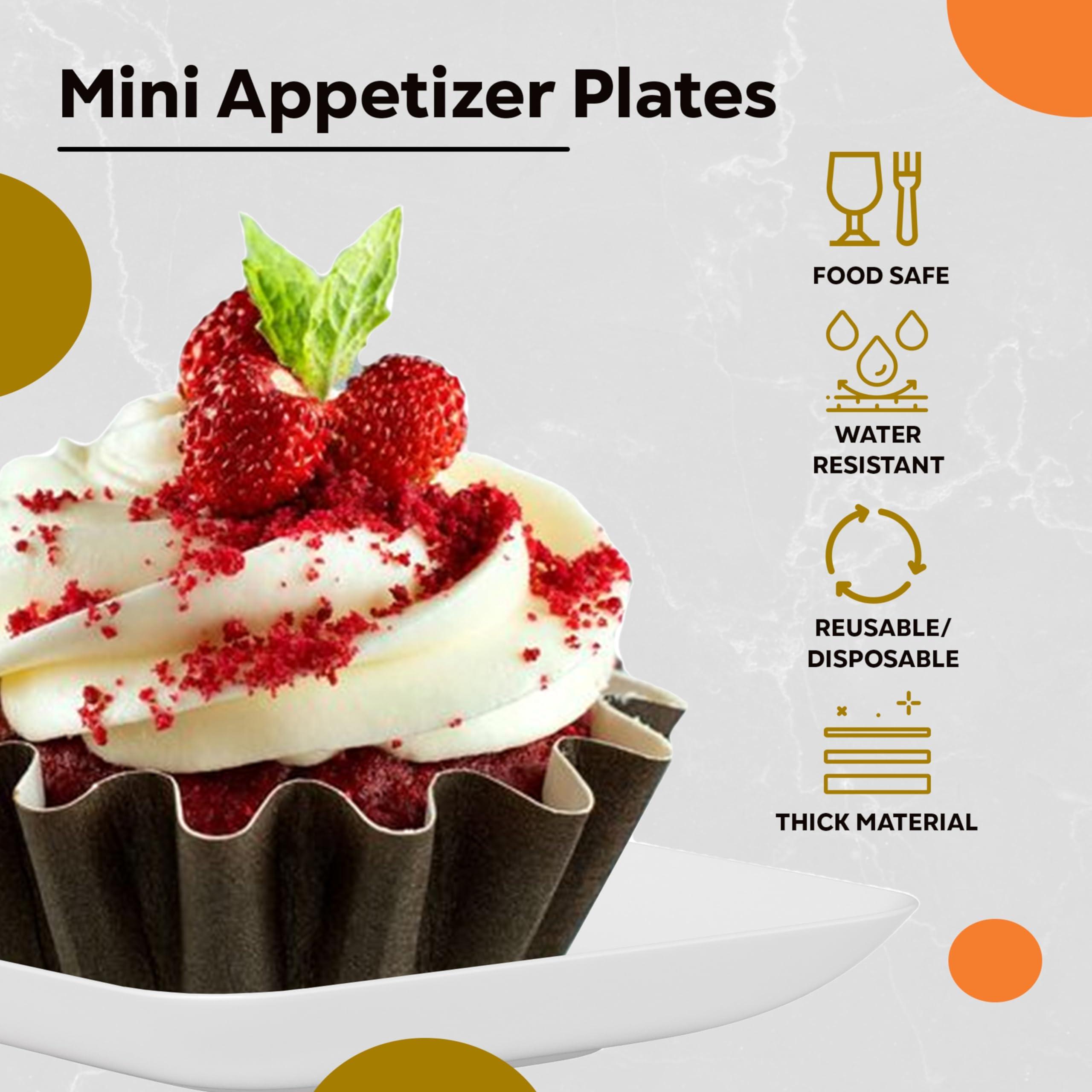 Exquisite Exquisite Tiny Mini Dessert Plates Disposable Appetizer Plates - 120 Pack 2.4 In. x 2.4 In. White Dessert Plates - Small Plastic Disposable Dessert Plates are BPA Free - Wedding Dessert Plates