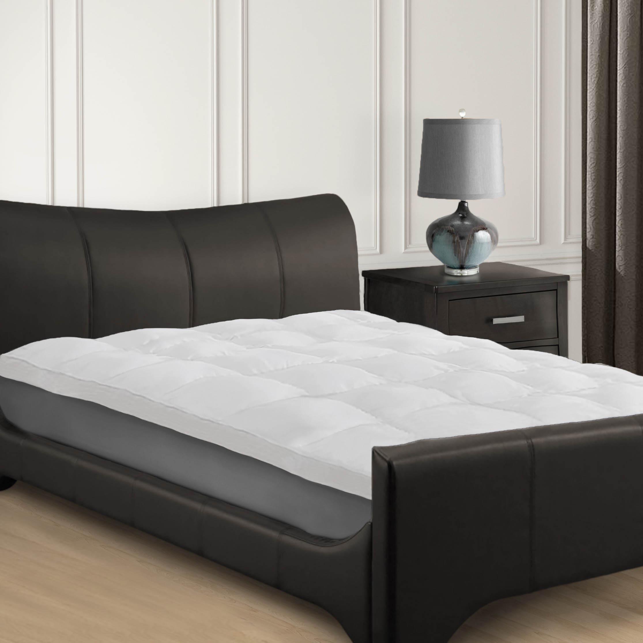 SUPERIOR Superior Mattress Topper, Down Alternative, 2 Inch Deep Sized Bed Pillow Top, Comfort Pad, Fluffy Mattress-Topper Protector, Plush Cooling Extra Soft, Hotel Quality, Sleep, All-Season, Twin, White