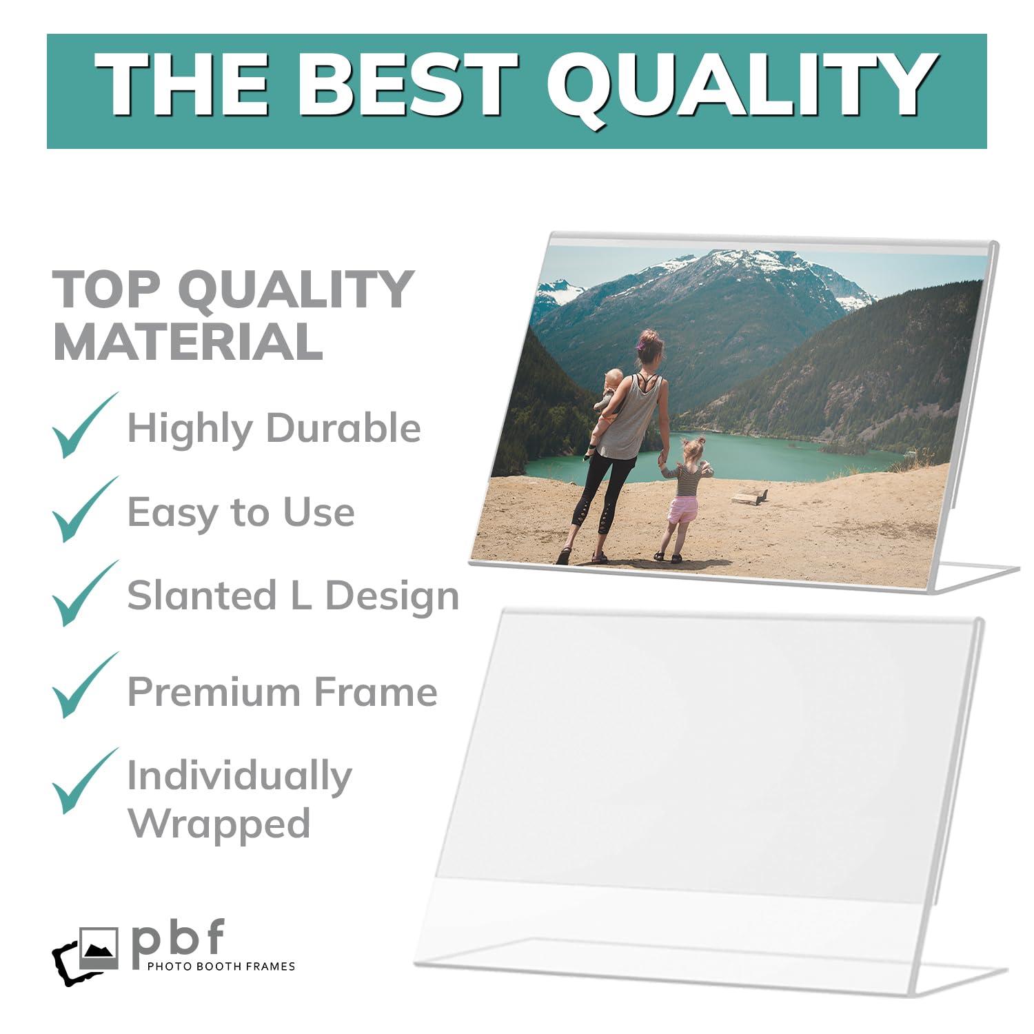 pbf PHOTO BOOTH FRAMES pbf 7x5 Acrylic Sign Holder | 7 x 5 Horizontal Stand Up Slanted Sign Holder | Acrylic Stands for Display | Clear Picture Frame, Menu Table Top Stand, Plastic Flyer Holder (12-Pack)