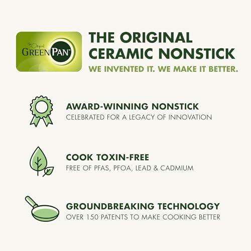 GreenPan GreenPan Nova 8in and 10in 2 Piece Frying Pan Skillet Set, Healthy Ceramic Nonstick, PFAS-Free, Induction Suitable, Dishwasher and Oven Safe, Clay