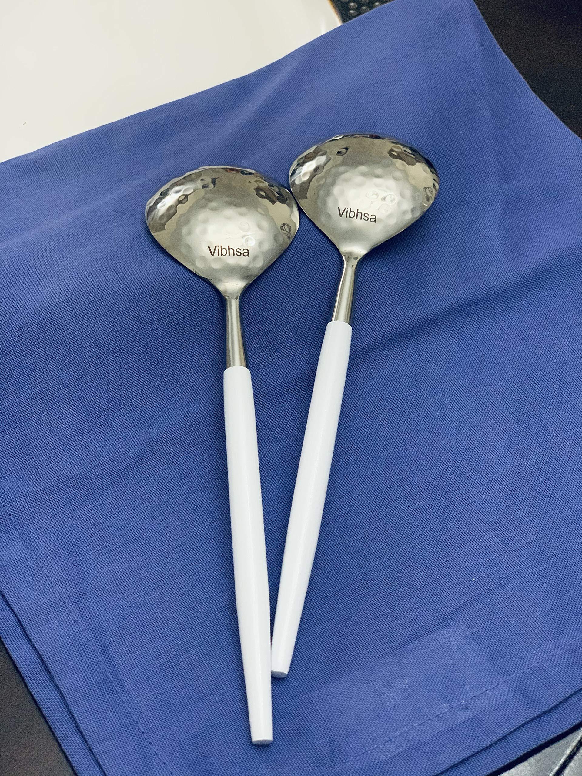 VIBHSA Vibhsa 6-PC Stainless Steel Soup Spoon (Hammered Mouth, White)