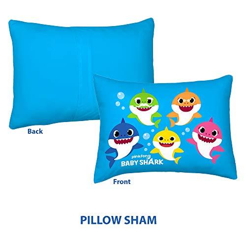 Franco Baby Shark 2pc Twin/Full Reversible Comforter and Sham Bedding Set