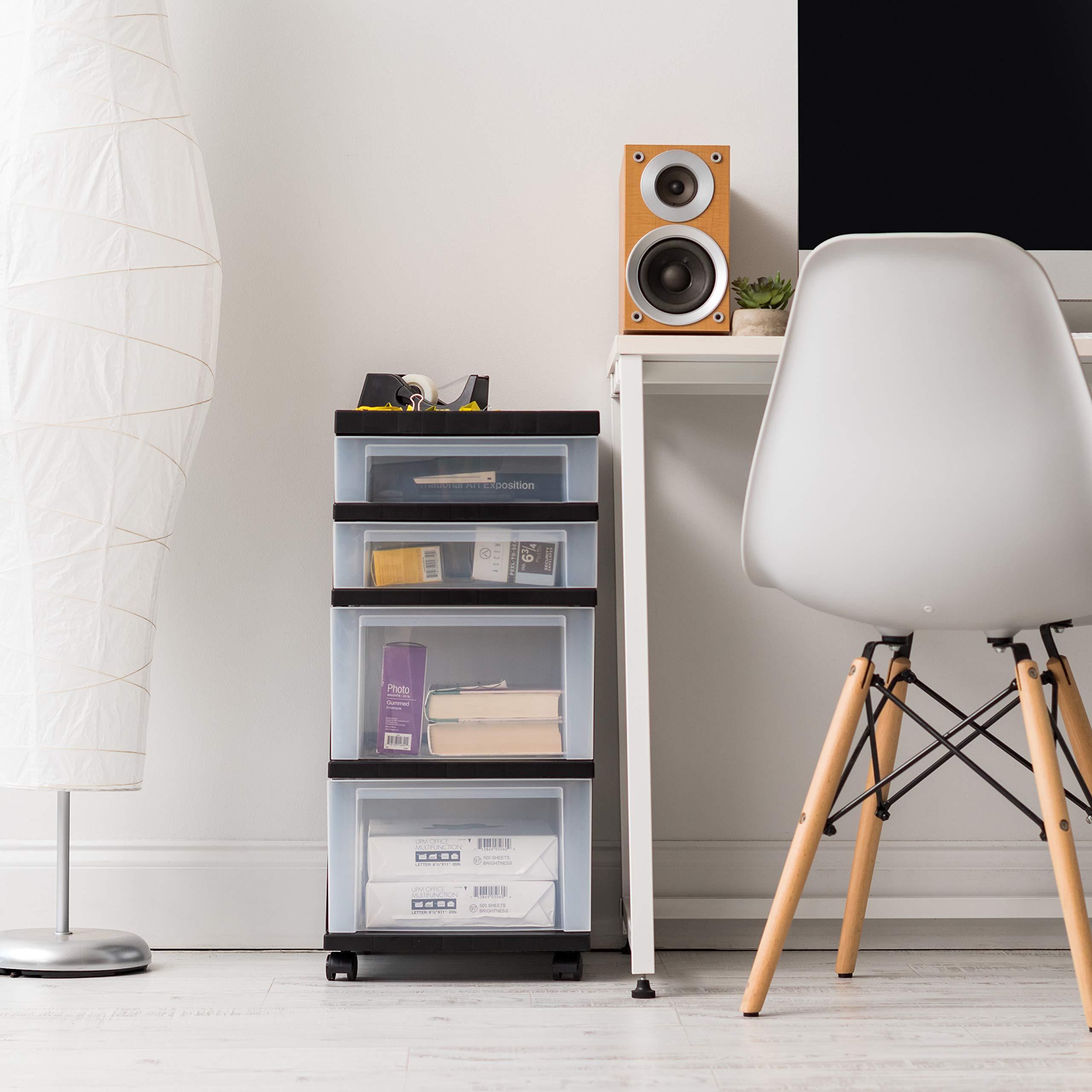 IRIS USA, Inc. IRIS USA, Inc. 4-Drawer Rolling Storage Cart with Organizer Top, Black