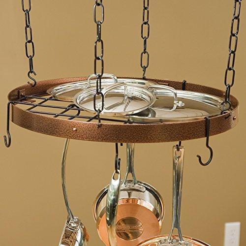 Rogar Rogar Hammered Steel and Chrome Oval Pot Rack with Grid 37.5-in.