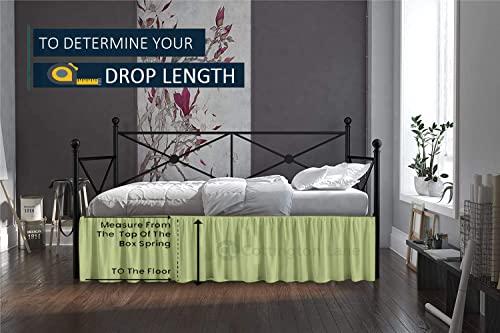 Cottington Lane Daybed Skirt with Split Corners Twin - Daybed Dust Ruffle Split Corners 18 inch Drop - Bed Skirts for Day beds - Microfiber Bed Sofa Daybed Skirt for Living Room Guest Room - Sage Daybed Skirt