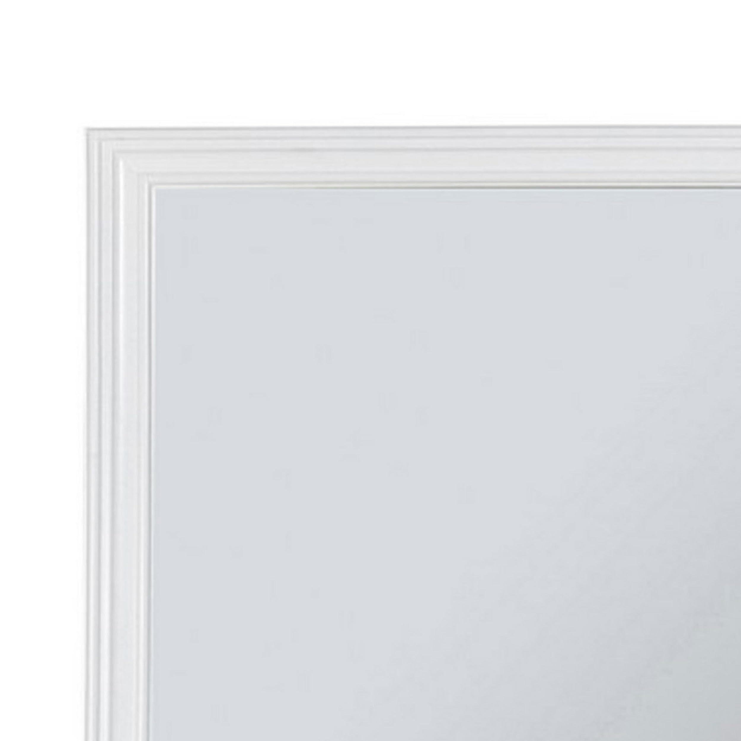 Benzara Benjara White Umi 39 x 39 Dresser Mirror, Molded Design Solid Wood Square Frame