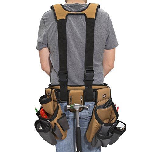 Dickies Dickies 4-Piece Carpenter's Rig, Padded Tool Belt Suspenders, Cooling Mesh, Tool Belt, Steel Buckle, Grey/Tan, 3.8 lb.