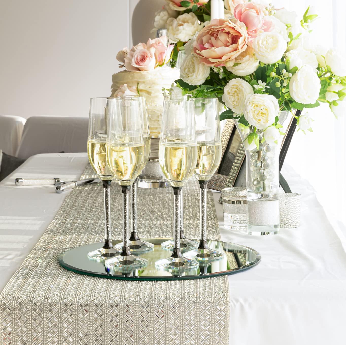 Sparkles Home Madison Avenue Table Runner, Glass Rhinestones in Dazzling X Pattern, for Formal Dining Table Settings, Events, Weddings, Rainbow, 108\", Sold Individually