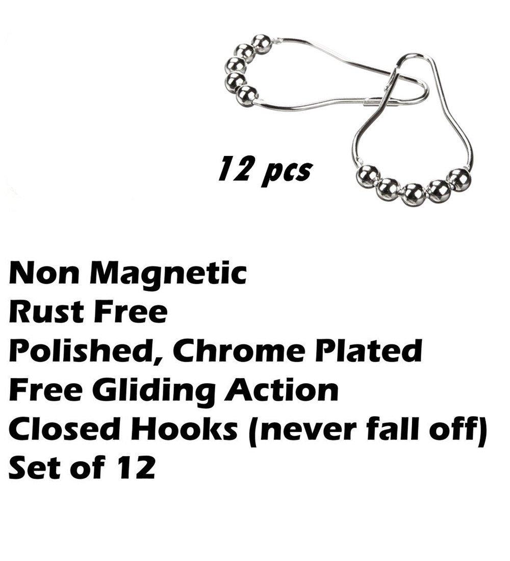 Uigos Uigos Shower Curtain Rings for Bathroom - Stainless Steel, Set of 12, Chrome