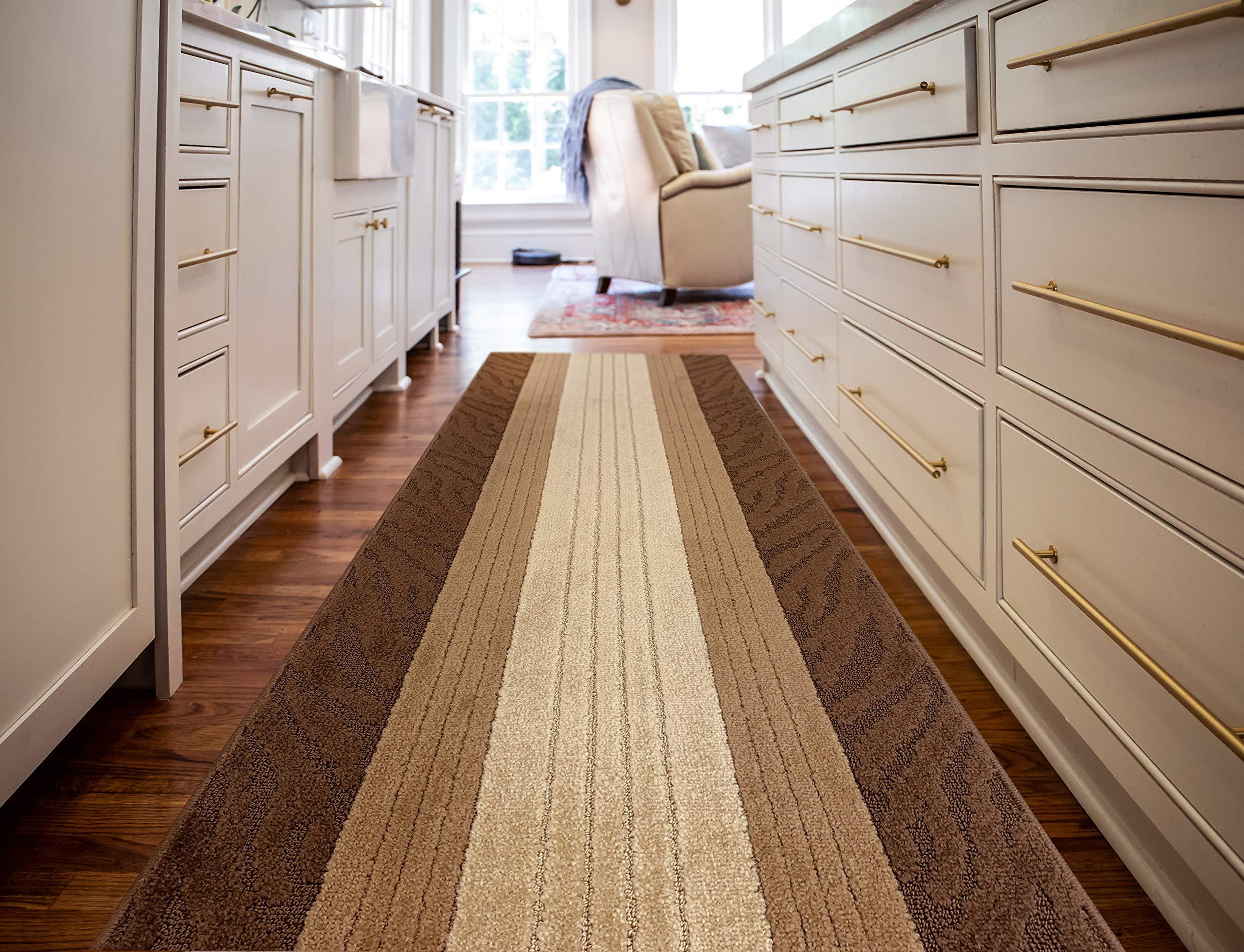 REMNAZ HOME DECOR Custom Length Special Size Non-Slip Carpet Runner Rug for Long Narrow Hallways, Prevent Slippery Cold Floors, Retro Brown, 25 '' X 15 '