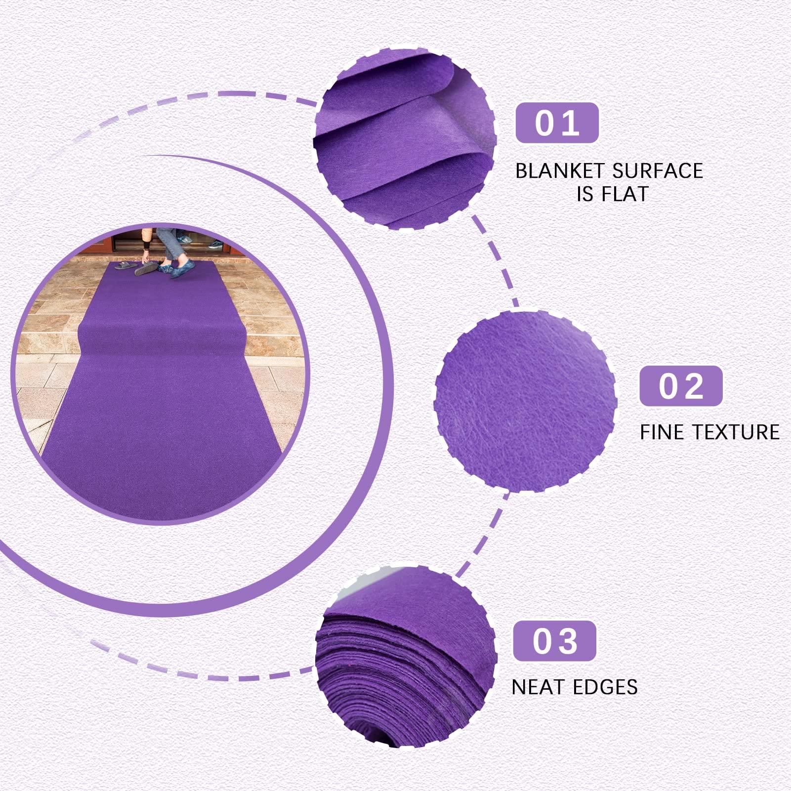 Drsyffsup Purple Carpet Runner Runway Rug, 2mm Thickness Wedding Runner Polyester Event Carpet Decoration for Beach Party Church Stairway Outdoor, Cuttable (Size : 1x15m)