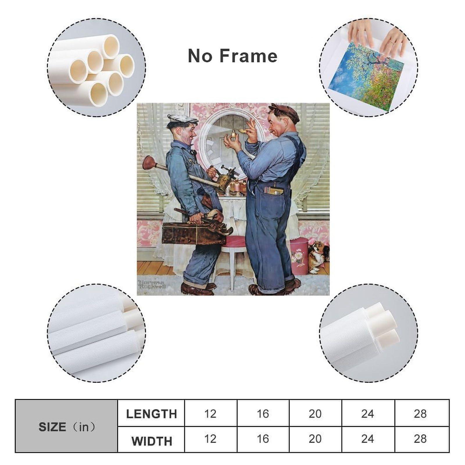 BAOCT BAOCT The Plumbers, 1951 by Norman Wall Art Rockwell Canvas Poster Wall Art Bedroom Decor Office Room Kitchen Decor Gift Unframed 28x28inch