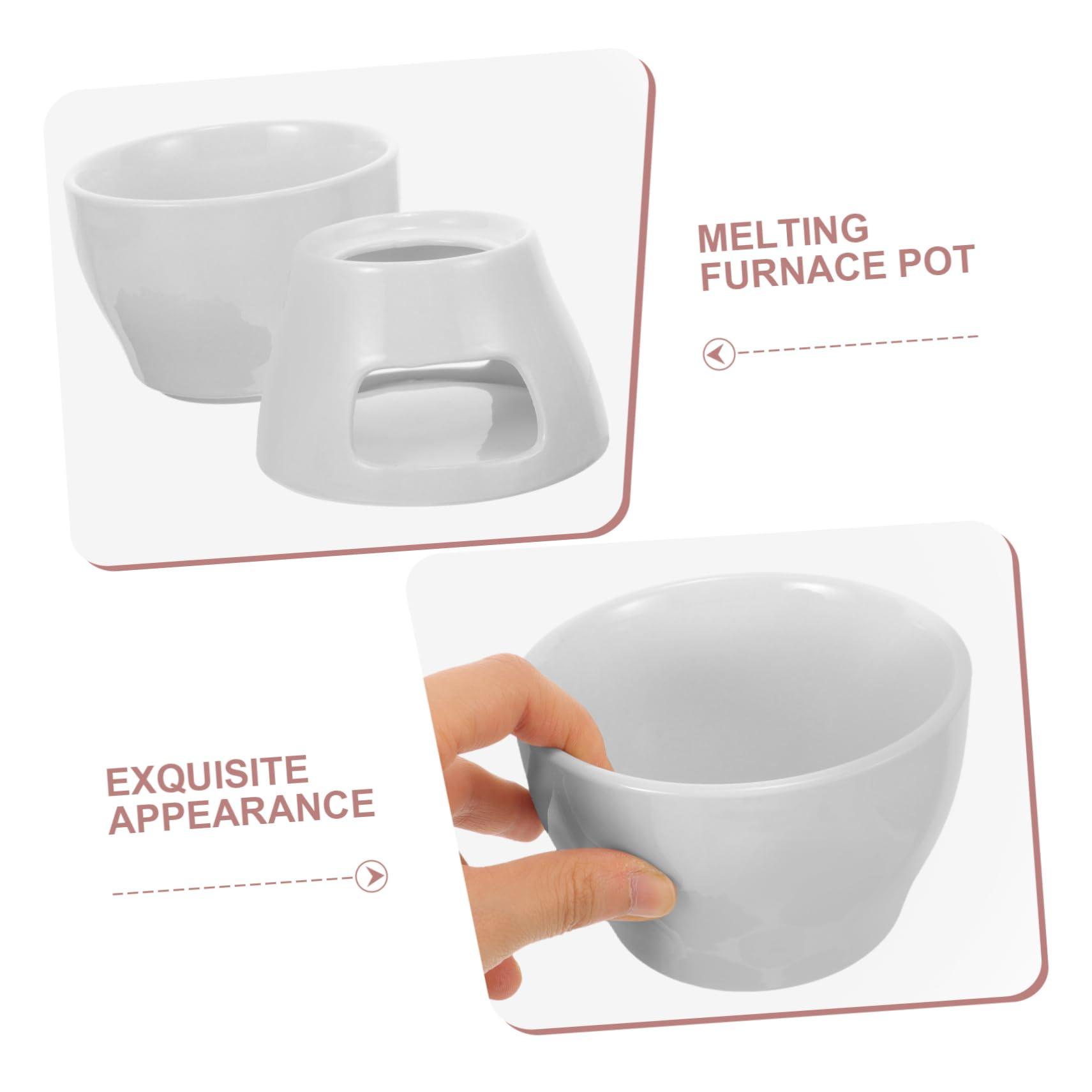 NAMOARLY NAMOARLY Cherry Blossom Ceramic Fondue Pot with Burner for Melting Chocolate Cheese and Butter Ideal for Desserts and Entertaining