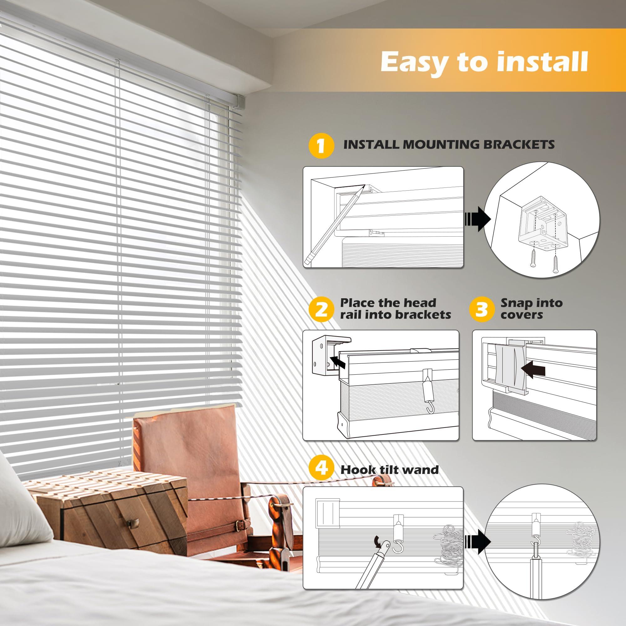 LazBlinds LazBlinds Cordless 1" Vinyl Horizontal Mini Blinds, Light Filtering Blinds for Windows, Blinds and Shades for Windows Size 34" W x 48" H, Grey