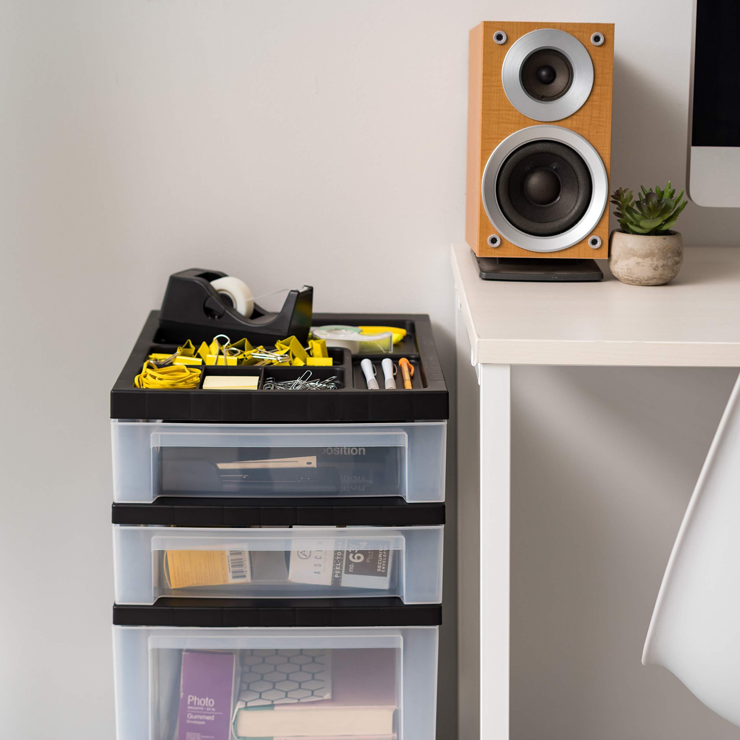 IRIS USA, Inc. IRIS USA, Inc. 4-Drawer Rolling Storage Cart with Organizer Top, Black