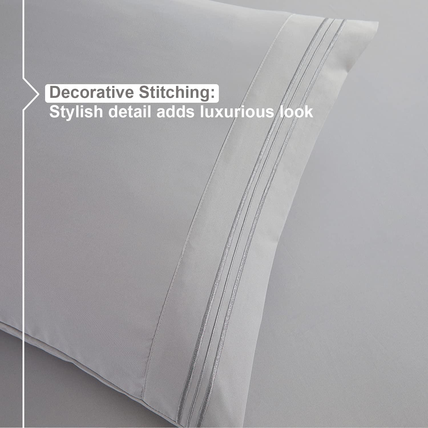 Nestl Nestl Split King Sheets for Adjustable Beds - 5 Piece Split King Sheets Set, Deep Pocket, Hotel Luxury, Extra Soft, Breathable and Cooling, Light Grey Split King Bed Sheets