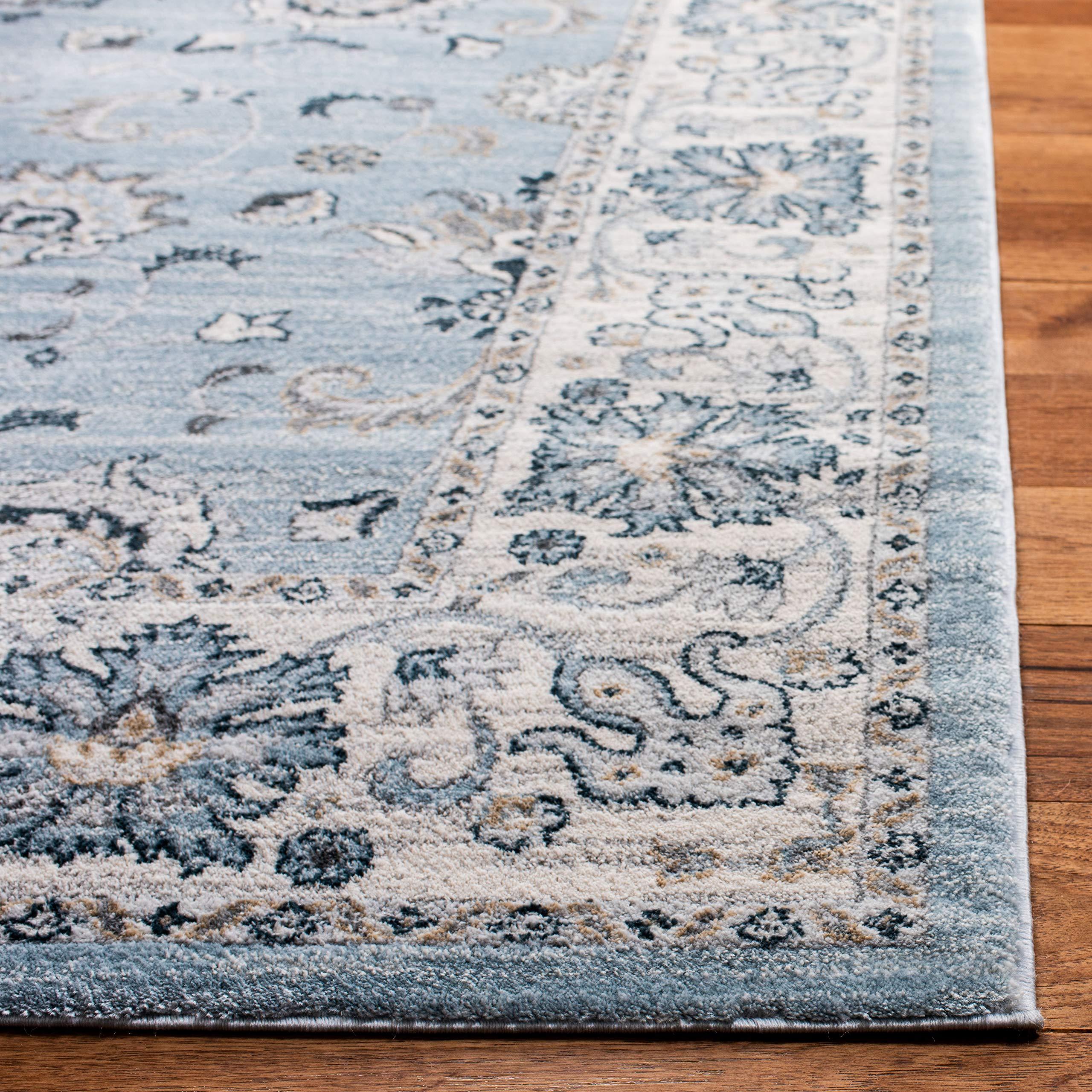 Safavieh SAFAVIEH Isabella Collection Area Rug - 8' x 10', Light Blue & Cream, Oriental Design, Non-Shedding & Easy Care, Ideal for High Traffic Areas in Living Room, Bedroom (ISA940M)