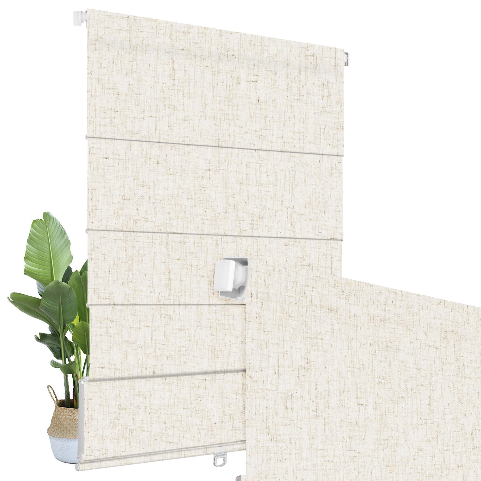 BERISSA BERISSA No Drill Cordless Roman Shades for Window, Blackout Roman Blinds Room Darkening Roll up Blinds Easy Install Linen Roman Window Shades for Inside Mount,34" W x 90" H,Linen Beige