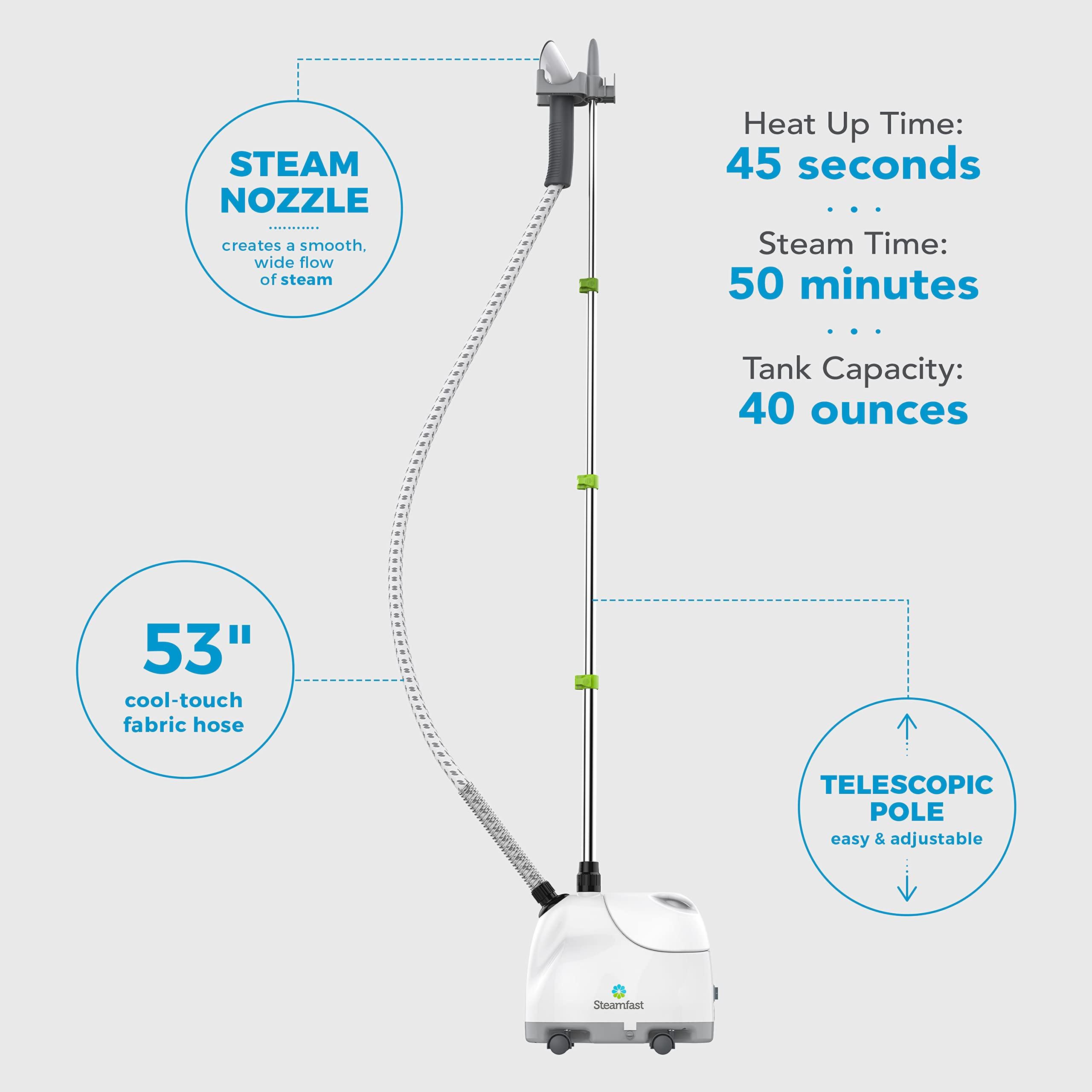 Steamfast Steamfast SF-407 Canister Fabric Steamer, With Telescopic Pole and Fabric Brush, 45 Second Heat Up Time, White