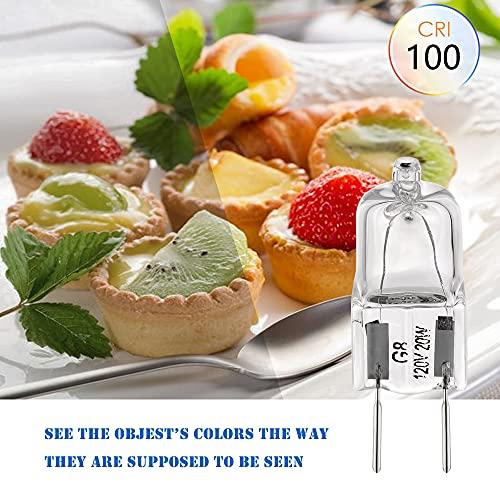 Bogao G8 Light Bulbs 20Watt 120Volt Halogen Light Bulb G8 Base Bi-Pin Shorter 1-3/8\" (1.38\") Length 20W T4 JCD Warm White Under Cabinet Puck Lighting Replacements,10Pack