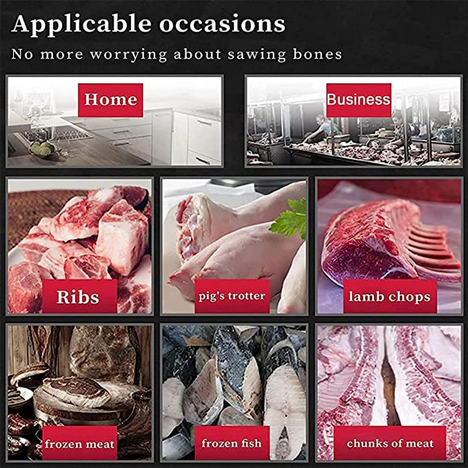 DEVOKE Bone Saw Machine, Bone Meat Cutter, Butcher Cutting Machine with Bandsaw, Bone Saw Cutting Machine, Electric Hand Saw Meat Cutter for Restaurant Cutting Fish Pig\'s Hoof Beef (1100W,Red)