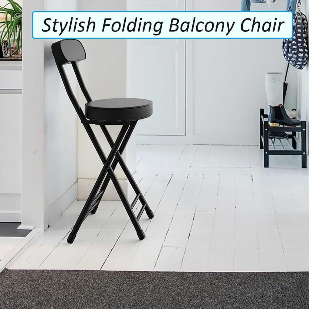 D Ger Store 18inch Cushioned Padded Folding Bar Stool, Portable Chair Stool with 220lbs Capacity, for Kitchen Living Room Garden Camping