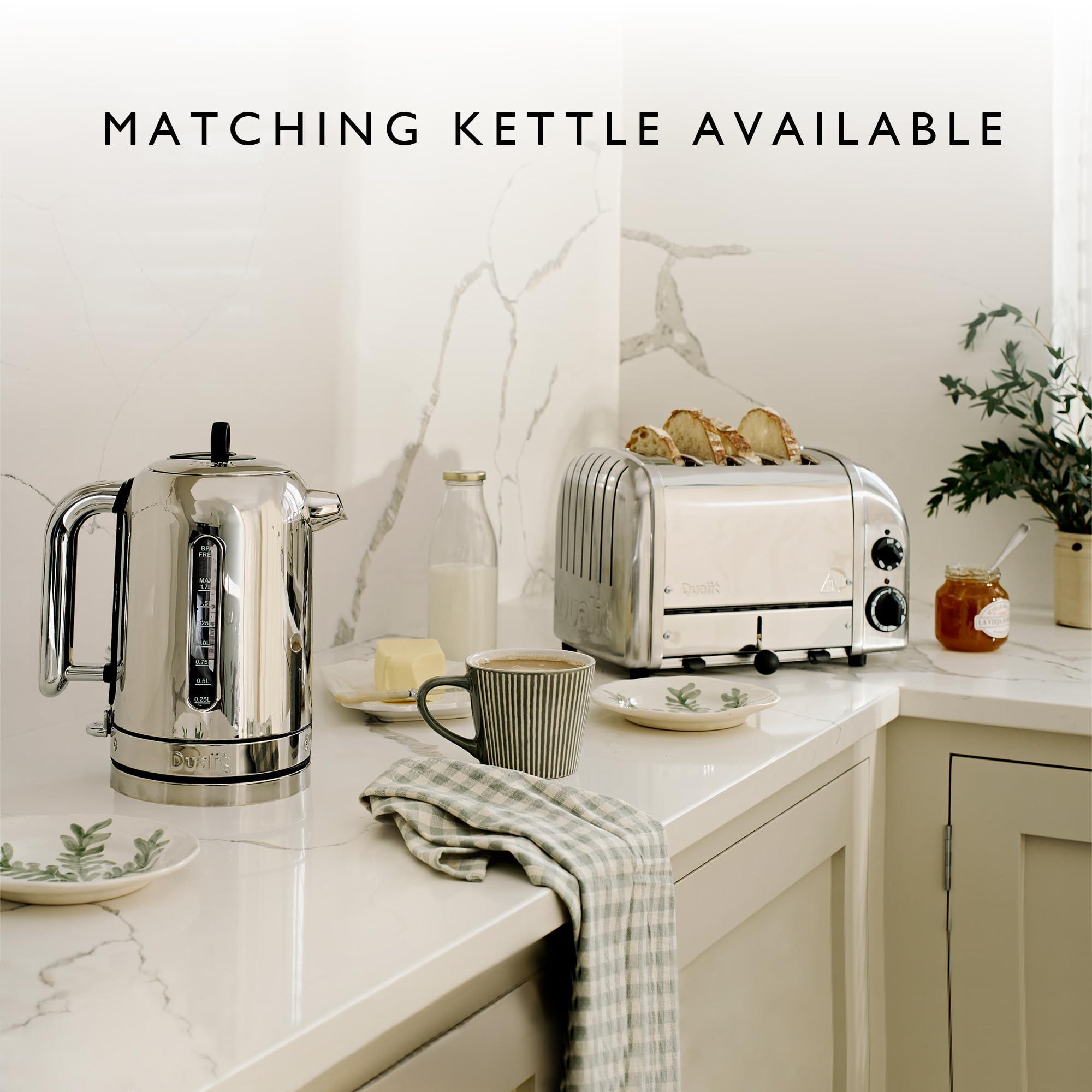 Dualit Dualit Classic 4 Slice NewGen Toaster - Stainless Steel - Hand Built in the UK - Replaceable ProHeat elements - Defrost Bread - Mechanical Timer - Polished Classic Toaster