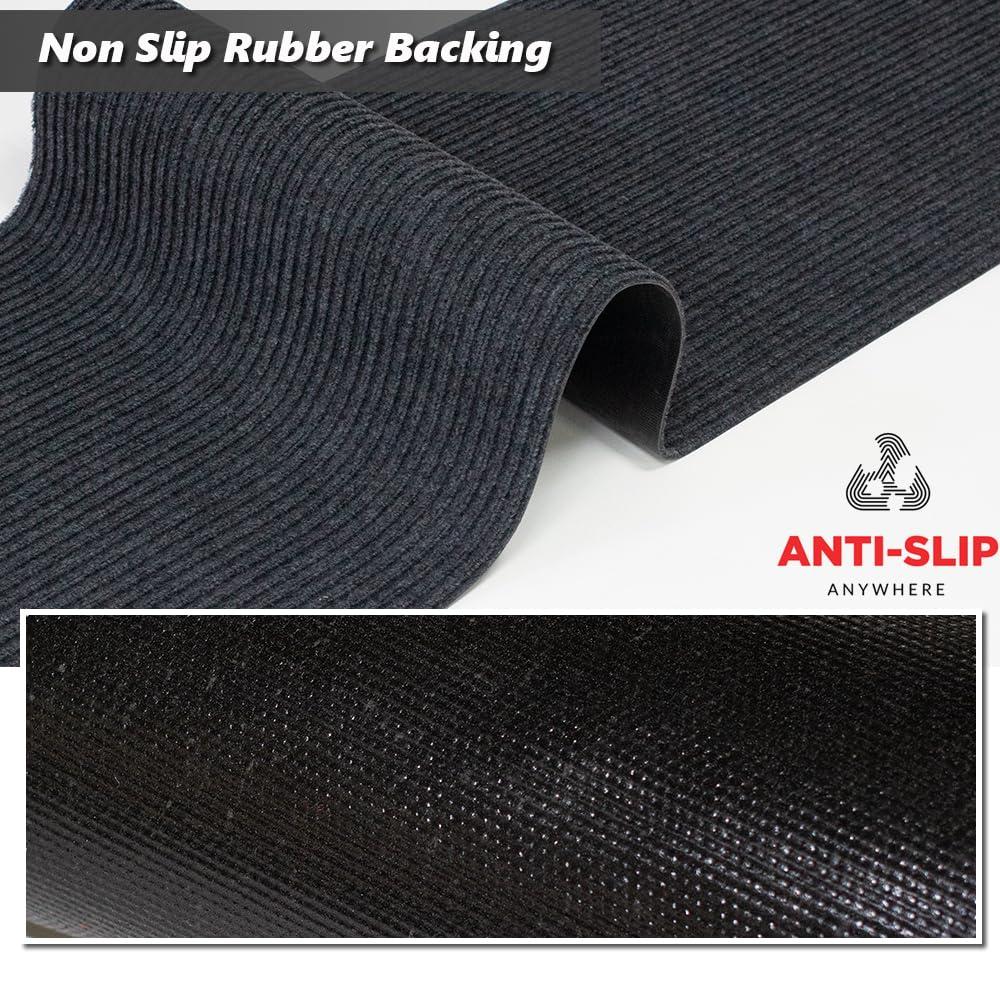 Goasis Lawn Runner Rug Carpet Runners, Indoor/Outdoor Hallway Custom Sizes Kitchen Entryway Bedroom Area Rugs with Natural Non-Slip Waterproof Rubber Backing, Garage Mat, Double Stripe, 1\' x 55\'