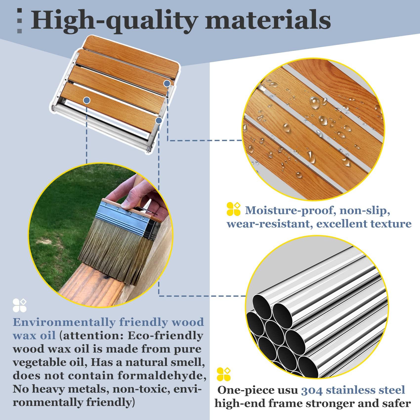 Flngr Folding Teak Shower Seat Wall Mounted,Fold Down Shower Seat,Foldable Shower Bench,Home Care Teak Shower Seat Bench for Inside Shower,Folding Shower Seat Bench,Wall Mount Shower Seat for Christmas