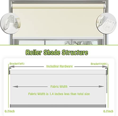 fhsblinds FHSBLINDS Custom Blinds for Windows Roller Window Shades-Room Darkening Waterproof Blackout Cut to Size Window Blinds & Shades for Home Kitchen Bedroom Office (Beige 100% Blackout, 25" W x 64" H)