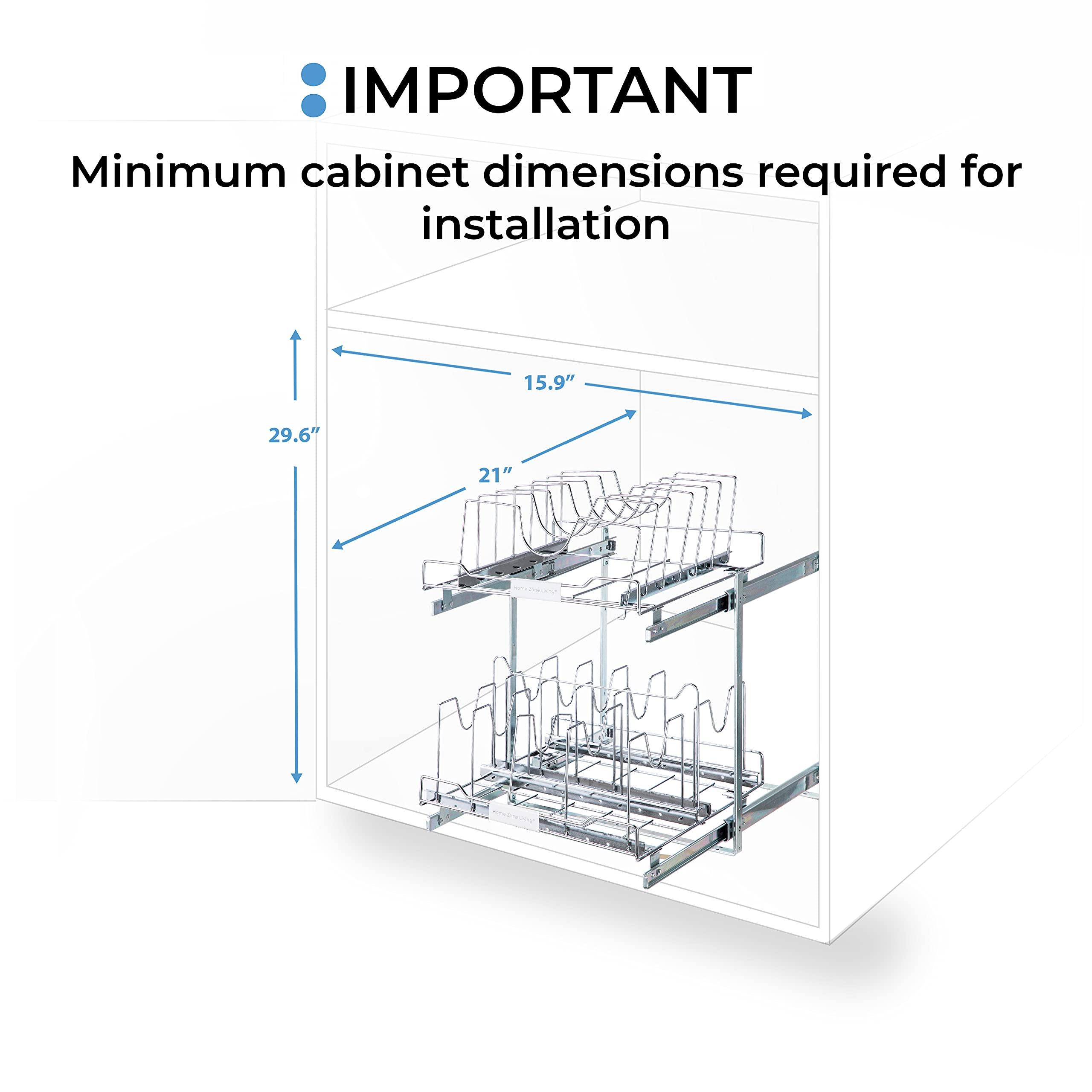 Home Zone Living Home Zone Living Pull Out Kitchen Cabinet Organizer with Two Tiers of Storage, 15 W x 20 D